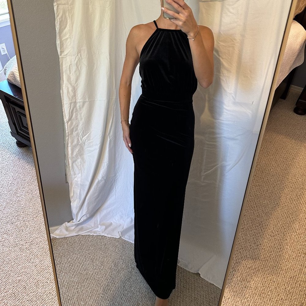 Velvet Maxi Dress Open Back
